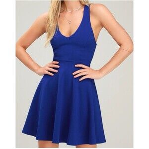 LULUS Lawson Royal Blue Skater Dress SIZE S